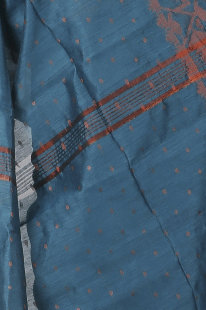 Botel Green Blended Cotton Temo Hand Loom Saree (1265)